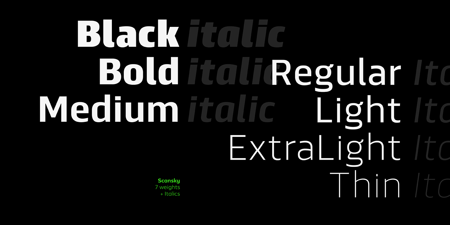 Scansky Condensed Thin Italic Font preview
